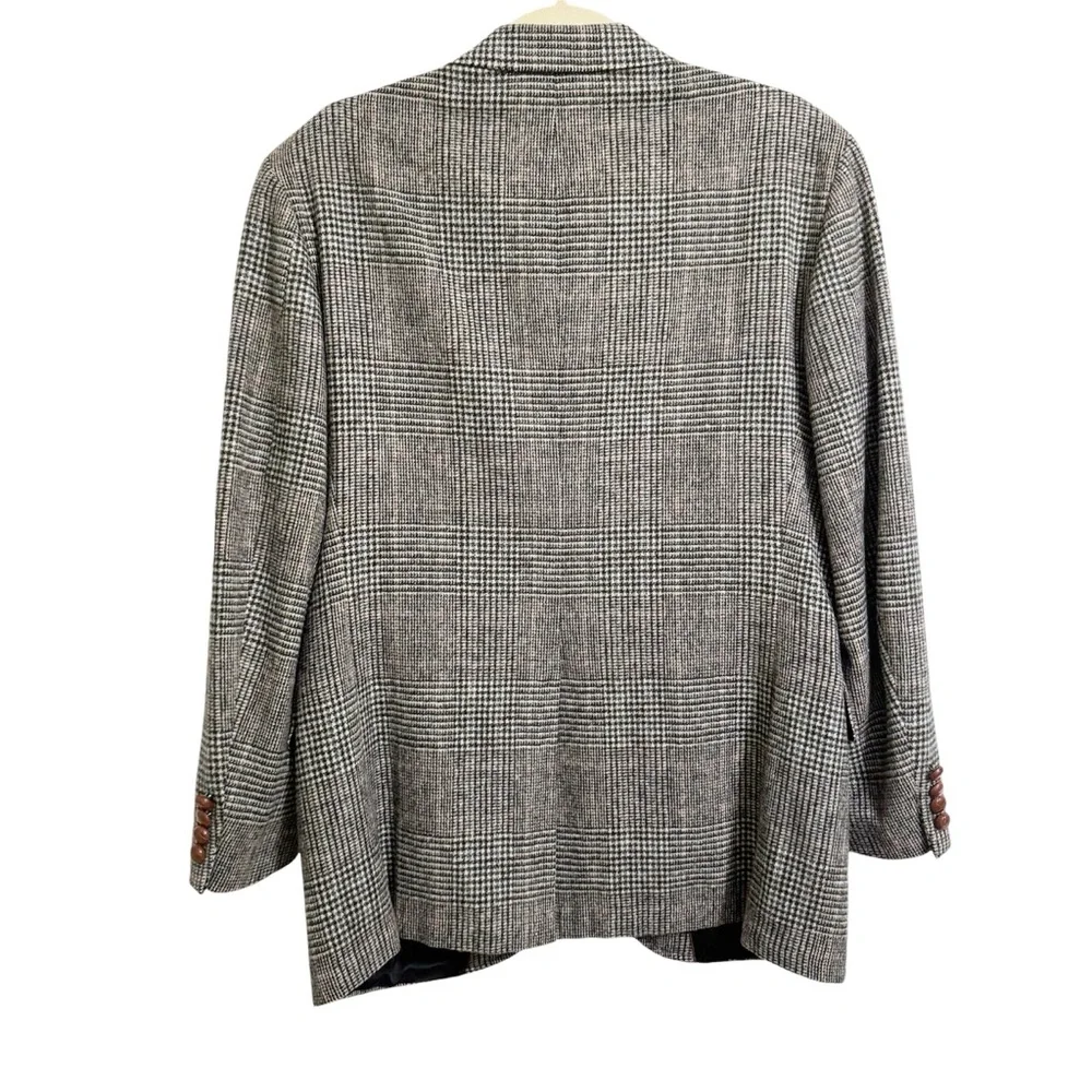 Vintage Classic 100% Wool Blazer Classic Thin Line Plaid Size L - XL - Picture 4 of 10